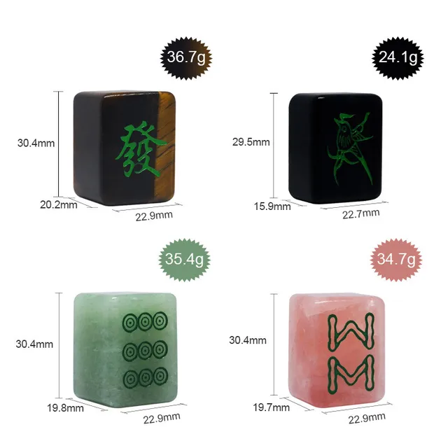 Natural Jade Mahjong Tiles Colorful Crystal Mahjong Set Chinese