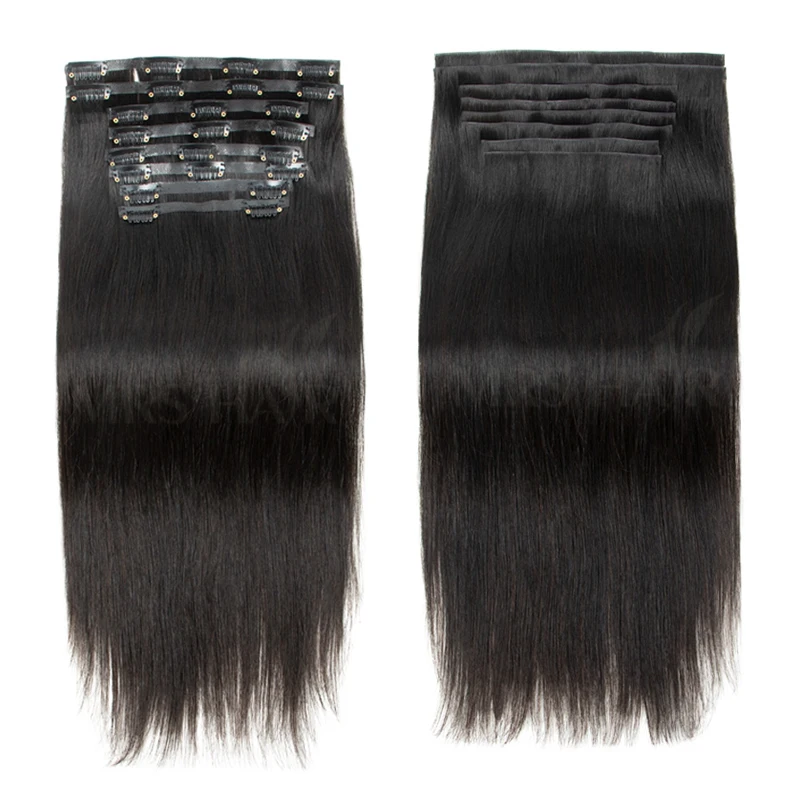 Invisible PU Clip In Human Hair Extension Seamless Tape Weft Thin and Soft Tape Weft 7Pcs/set 12-24inch 100G 120G Clip on Hair