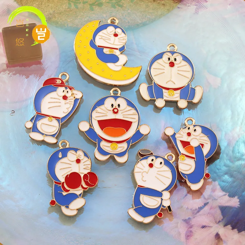 10pcs/lot Doraemon Alloy Drop Oil Charm Enamel Pendant Bracelet Charms