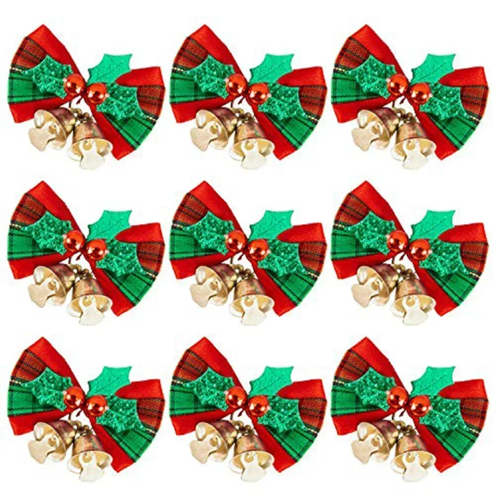 10PCS Christmas Tree Bow Christmas Ornaments Bell 4 Type Mix Home Garden Bows Christmas/Wedding Party Decoration