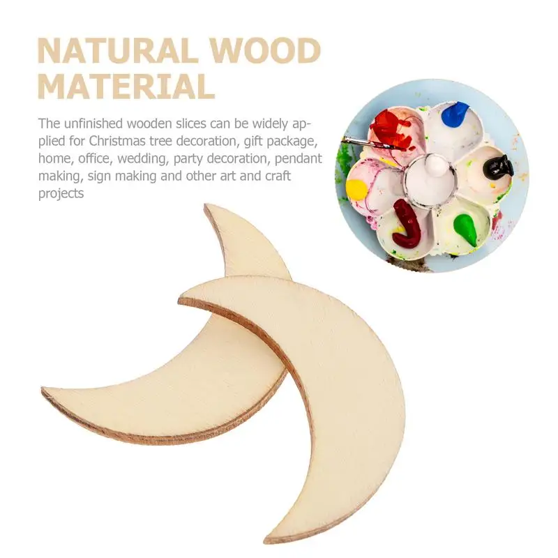 

Moon Wooden Wood Unfinished Cutouts Shapes Discs Blank Ornaments Crafts Paint Natural Earrings Shape Circles Circle Chips