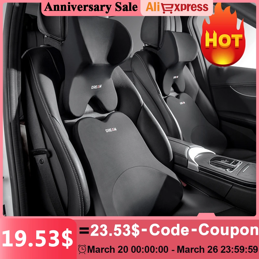 Car Lumbar Support Headrest Neck Pillow Support Universal Soft Neck