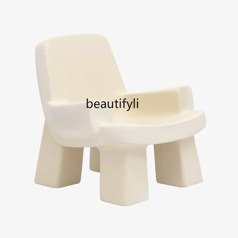 

Custom Designer Danish Single Leisure Couch Nordic Chair Small Apartment Creative Sculpture Cream Chair chairs living room
