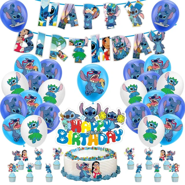 Lilo and Stitch Party Supplies, Stitch Birthday Party Decorations Include  Happy Birthday Banner,Tableware Set,Tablecover,Latex Balloons Set for  Stitch