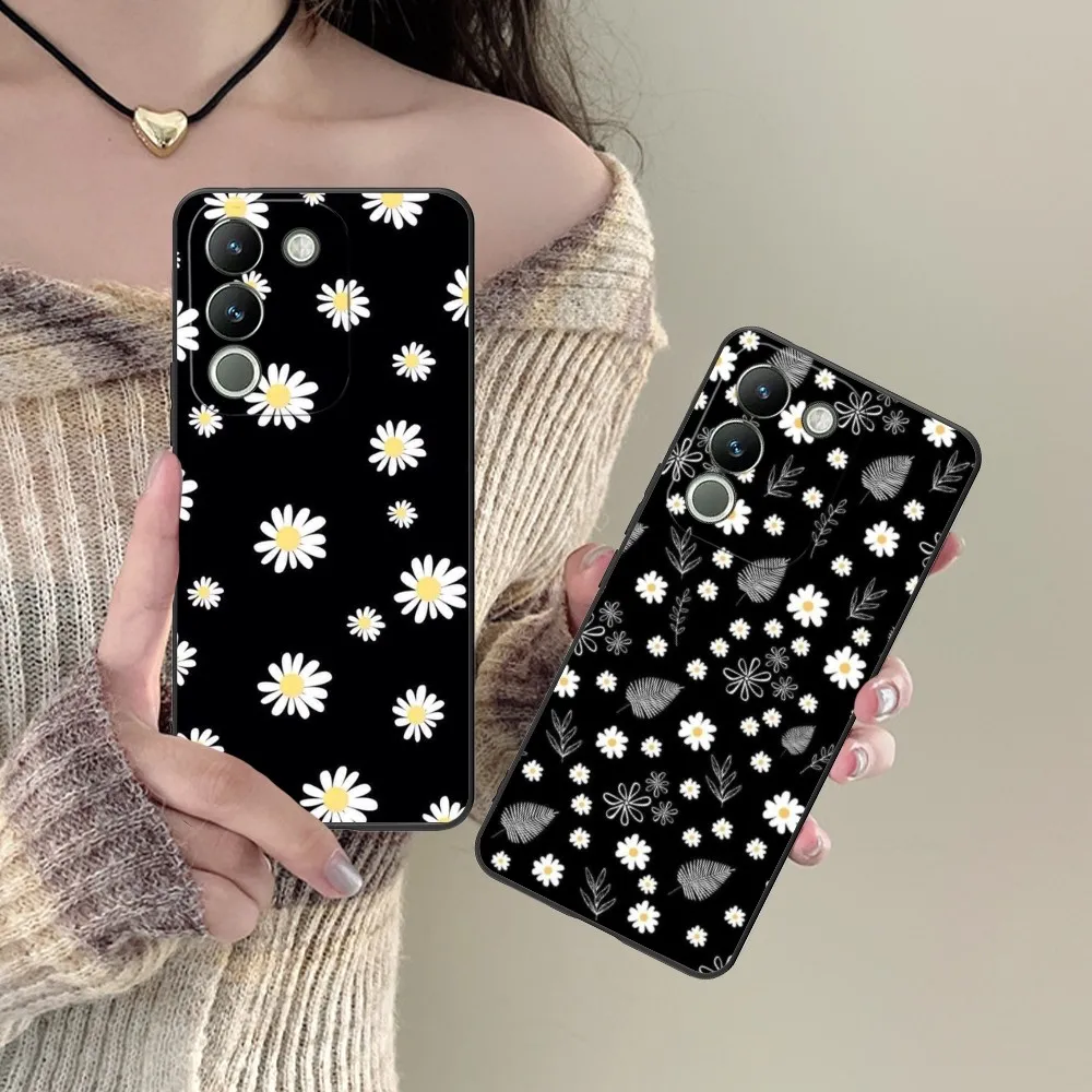 Classic Daisy Mobile Cell Phone Case For Vivo Y95 Y93 Y31 Y20 V19 V17 V15 Pro X60 Nex Black Soft Phone Cover Funda