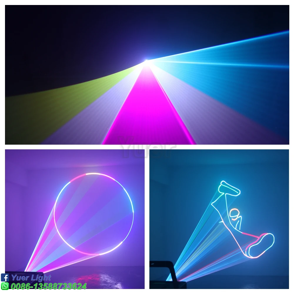 NEW Yuer ILDA 8W Full Color RGB Animation Beam Scanning Stage Laser Light Projector DJ Disco Bar Club Party Xmas Effect