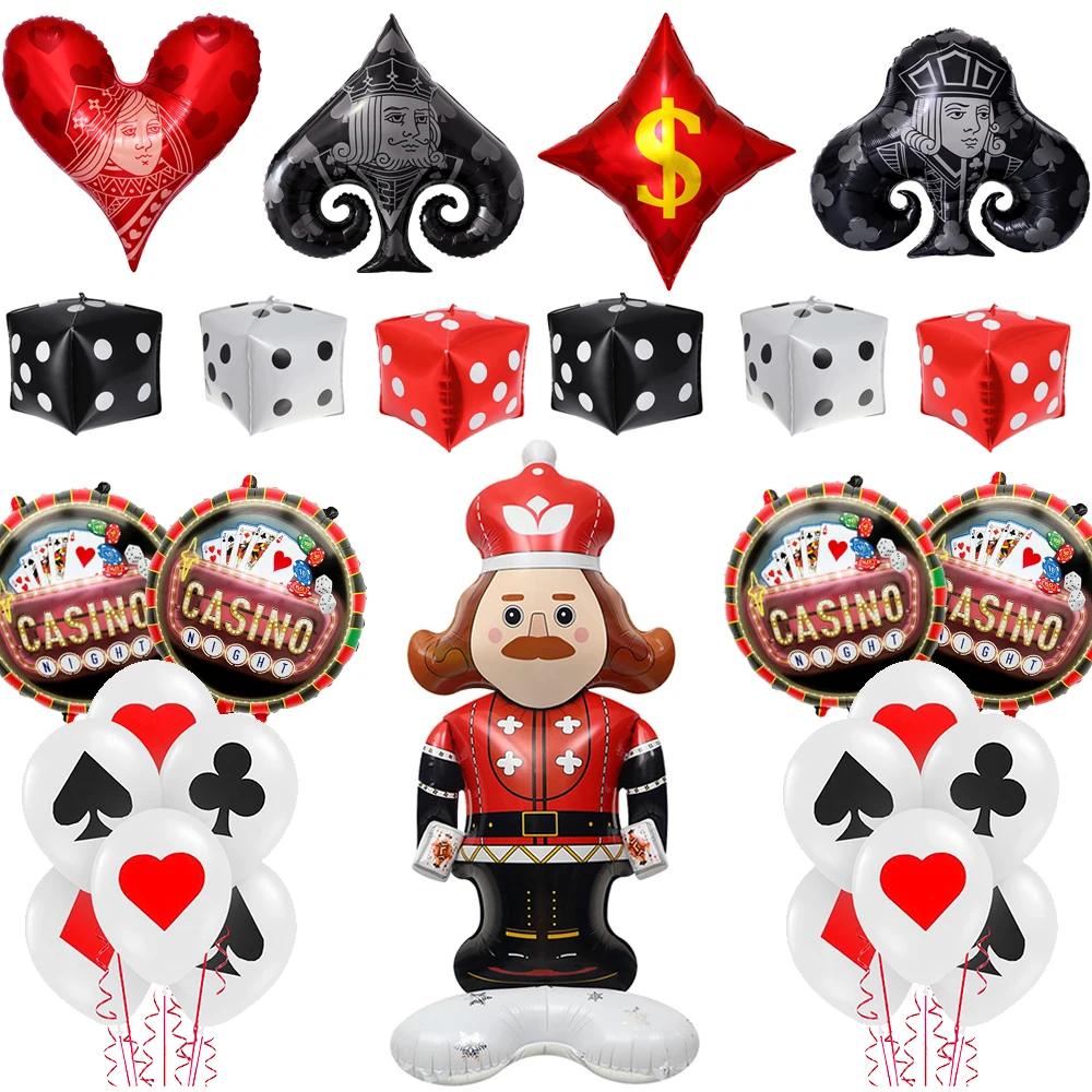 Casino-Thema, Partydekoration, Pokerkarten, Teller, Tassen, Servietten, Banner, Tischdecke, Luftballons, Geburtstag, Spielkarten, Partyzubehör – Detail 15