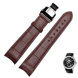 Luxurious Genuine Leather Watch Strap with Curved End - Multiple Sizes Available - 22mm (Brown - black)