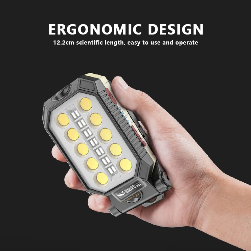 

LED COB Work Light Portable Rechargeable Flashlight Magnetic Waterproof Camping Lantern Magnet Design with Power Display