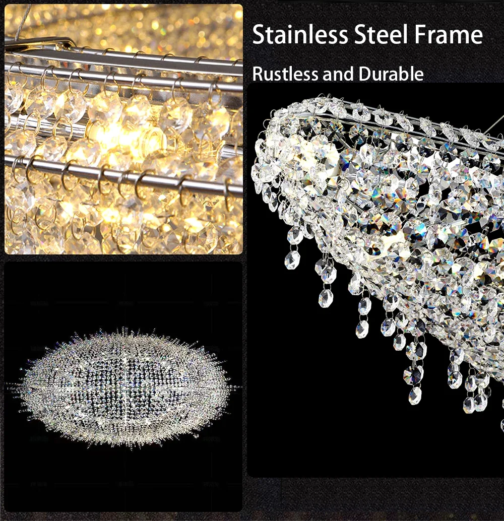 Description Picture 3 of itemCrystal Bead Pendant Lights Post-modern Chrome Lighting Fixture Hanging Lamp for Ceiling LED Lustre Home Decor