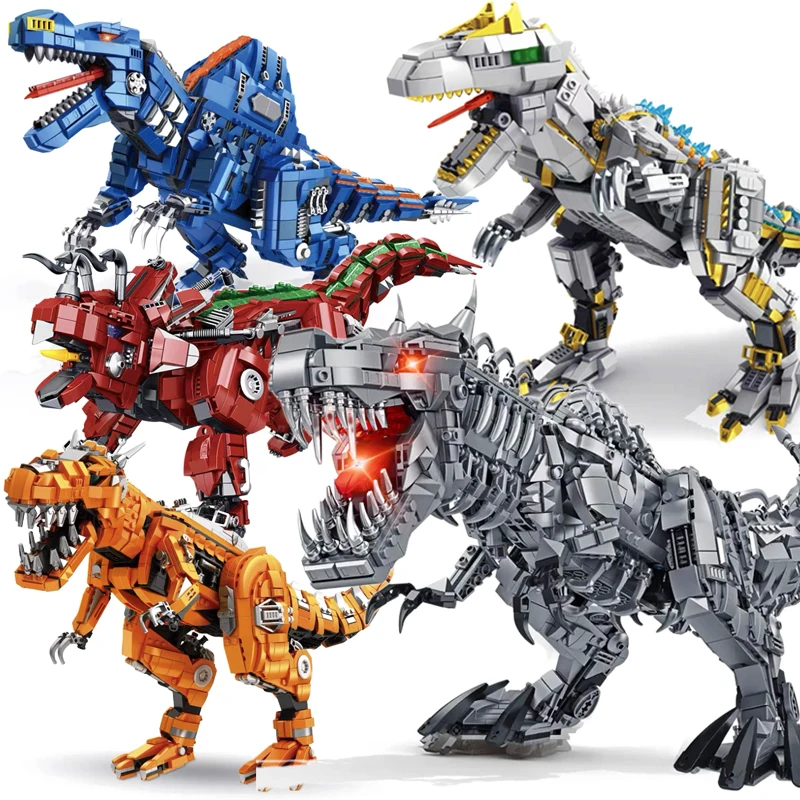 Jurassic Park Dinosaur World Large Mechanical Tyrannosaurus Rex Building Blocks Modello T-Rex Con Luci Mattoni Giocattoli Per Regalo Ragazzo