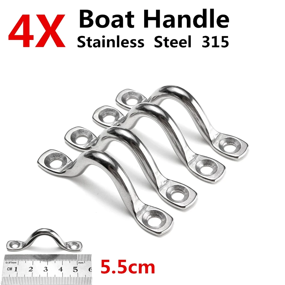 

Stainless Steel 4Pcs Boat Yacht Ship Marine Plate Water Sports Wire Eye Straps Handle Doorknob Saddle Clip Staple Ring Hook