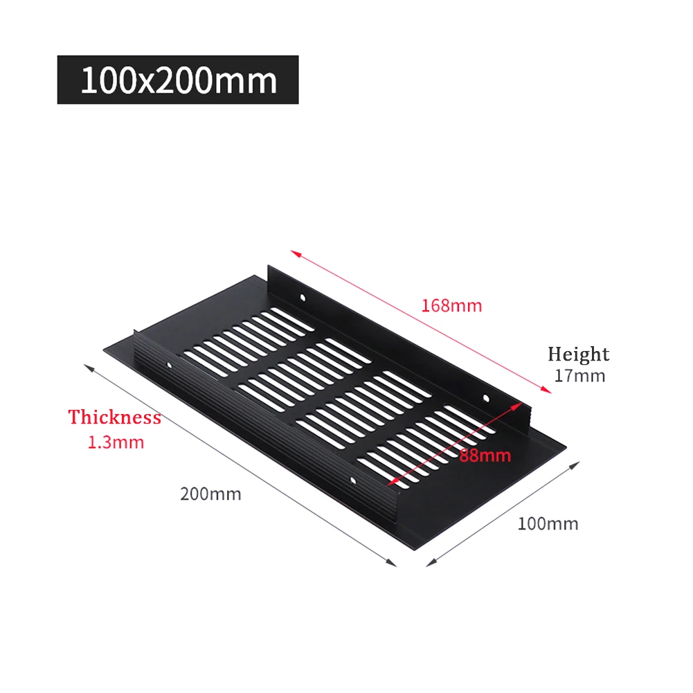 1pc 100mm 150-400mm Air Vent Grille Ventilation Grille Black Cabinet Replacement Ventilation Cover Accessory