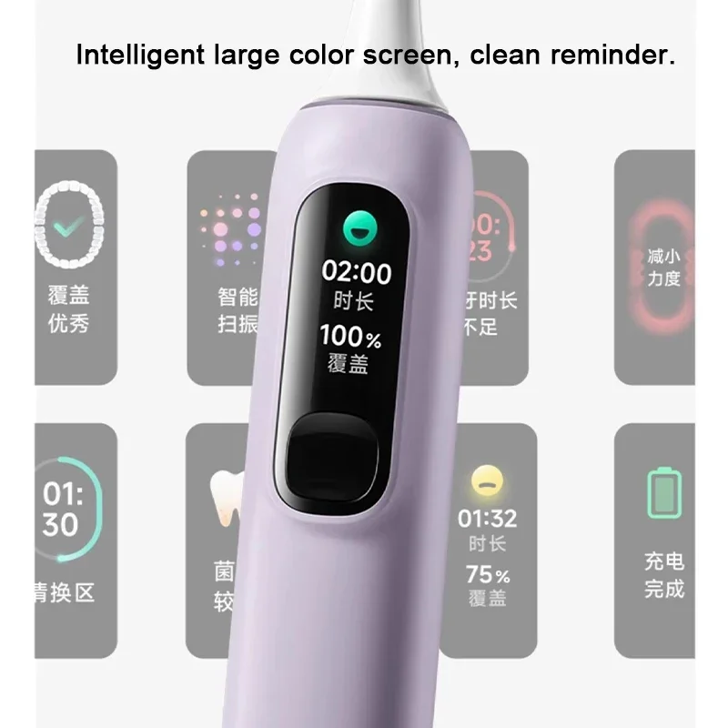 오리지널 미지아 소닉 칫솔 프로 MES610, 2개의 충격 흡수 브러시 헤드, 스마트 진동 스윕 치아 청소 피드백 4가지 모드