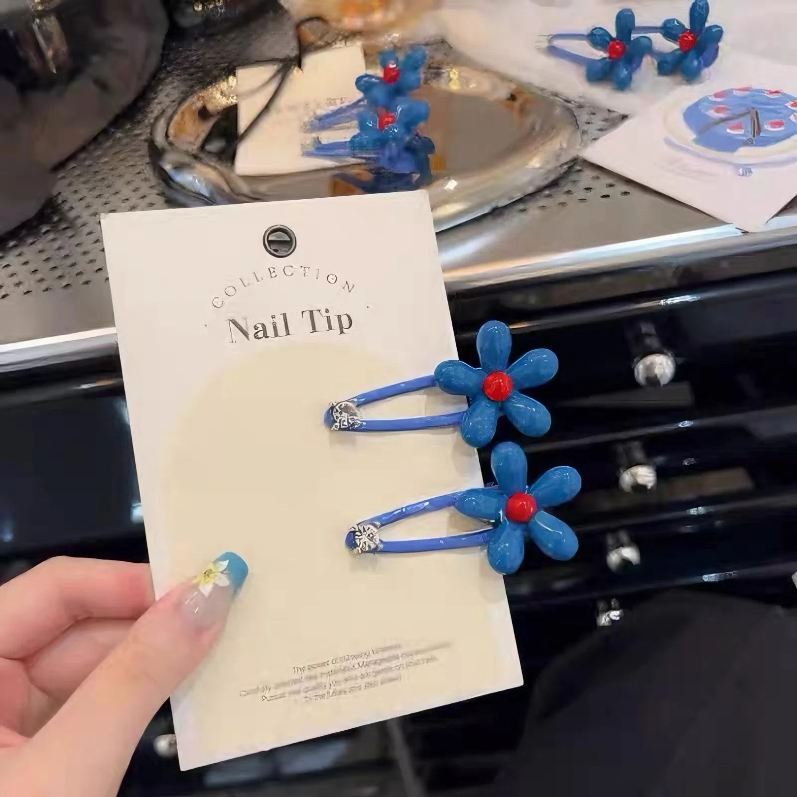 1PC  Blue Flower Hair Accessories Set, Cute Flower Hair Clips and Bands, Sweet Hair Decor for Girls