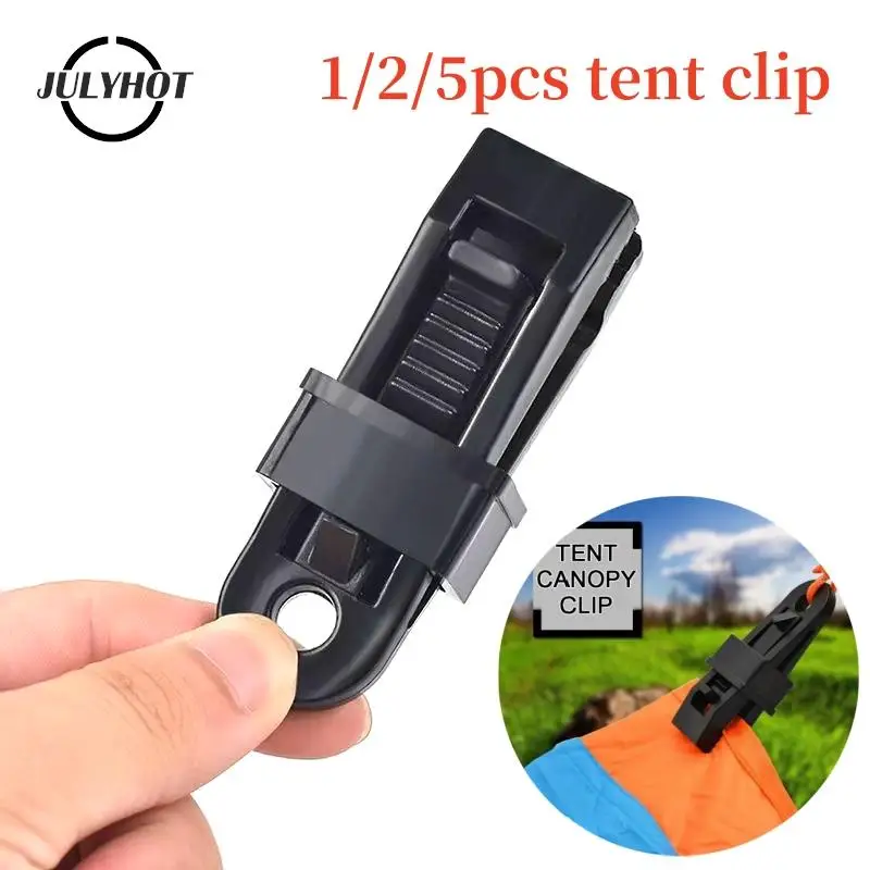 

1/2/5PCS Wind Rope Clamp Awning Pull Point Clip Camping Tent Alligator Clip Fixed Buckle Hook Tent Accessories Crocodile Clips