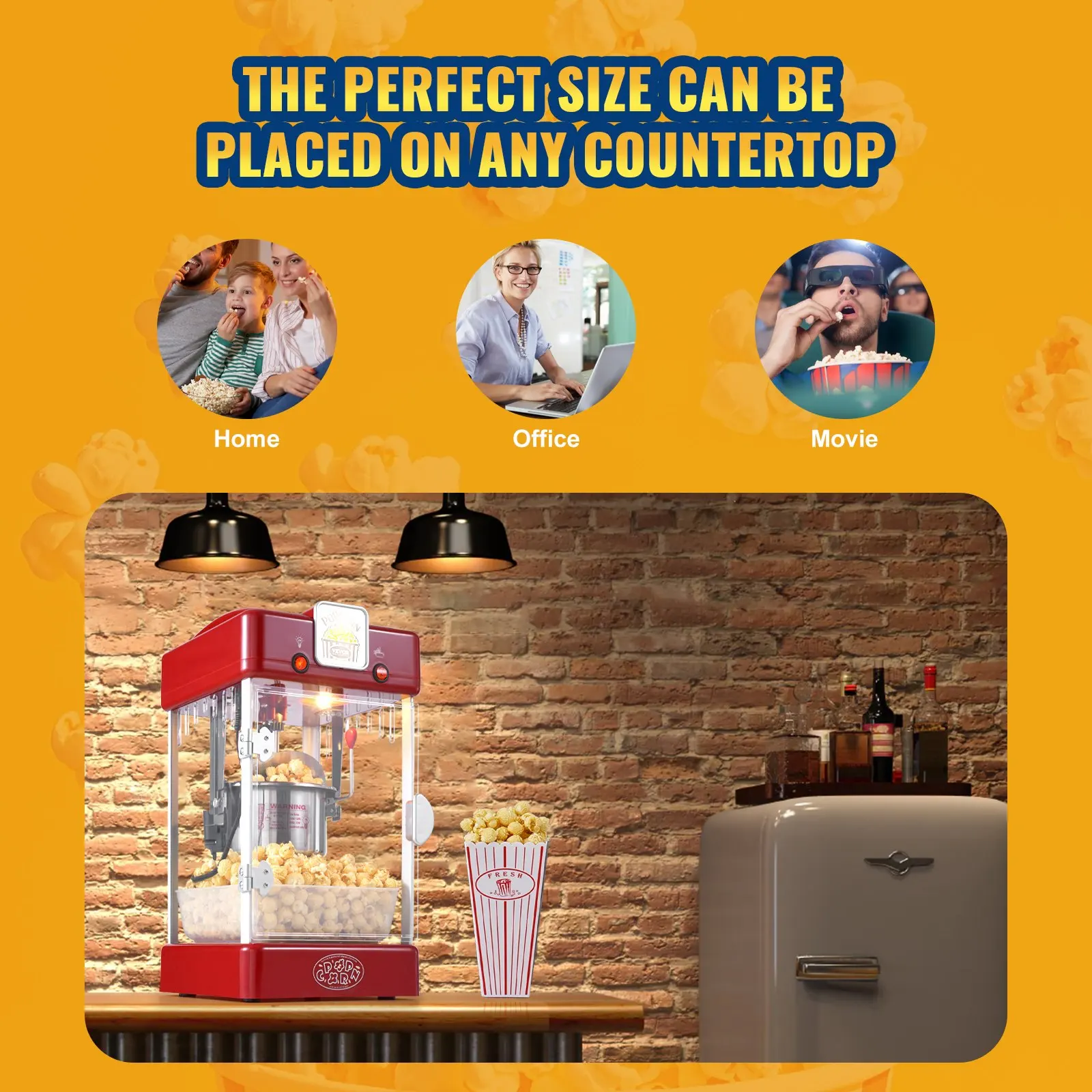 VEVOR Popcorn Popper Machine Tabletop Popcorn Maker 300W 2.5 Oz Red 4