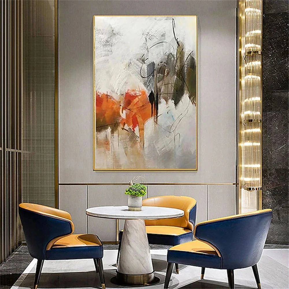 

Hand Painted White Black Red Thick Oil Paintings Abstract pink Paintings for Living Room Hallway Luxurious Decorative Painting