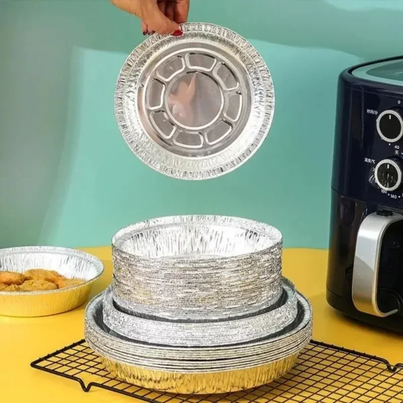10Pcs/Set Tin Foil Tray Home Disposable Oven Barbecue Pan Pad Aluminum Foil Bowl Oil-Proof Steamer Basket Liner Baking Paper
