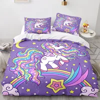 Rainbow Unicorn Bedding Sets Cartoon 3D Digital Printing Duvet Cover Sets Suitable for Bedroom Unicorns and Rainbows Bed Linen 1