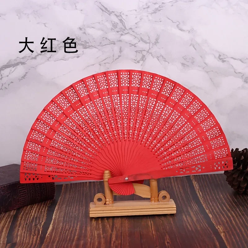 

Fashion Wedding Hand Fragrant Party Carved Bamboo Folding Fan Chinese Wooden Fan Vintage Hollow Antiquity Folding Fan Gifts
