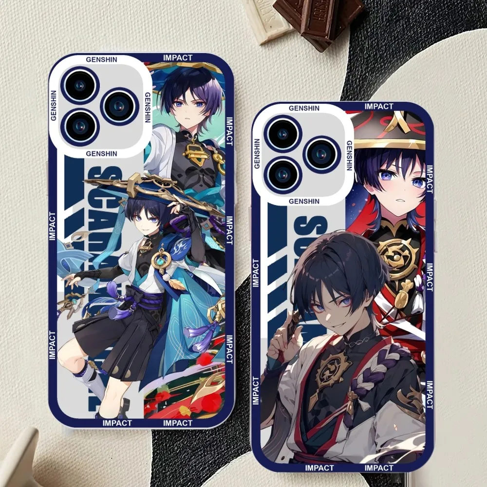Genshin Impact Scaramouche Custodia Per Telefono Per Iphone 11 12 Mini 13 14 15Pro Max Guscio Trasparente