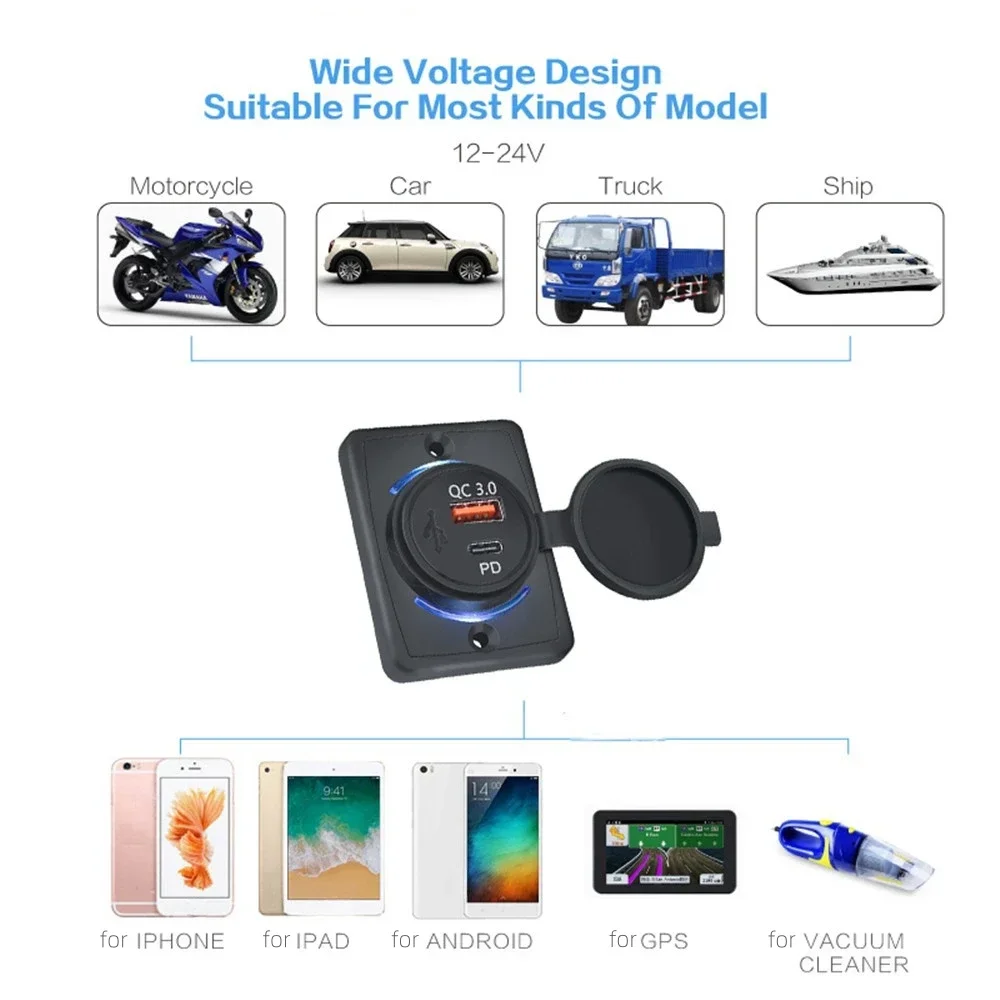 Car Modified Usb charger QC3.0 PD Fast