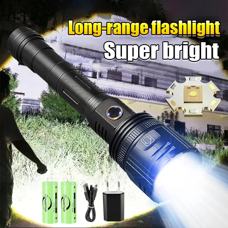 9900000LM lampe de poche LED la plus puissante 800 Watts lampe torche  Rechargeable USB 5000 mètres lampe de poche haute puissance lanterne  tactique