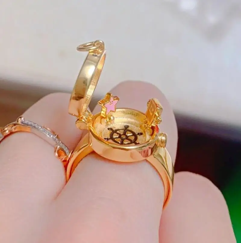 Kawaii Spongebobs Squarepantsed Ring Accessori Cute Beauty Anime Bff Friendship Good Friend Anelli Di Apertura Giocattoli Per Ragazzi Regalo