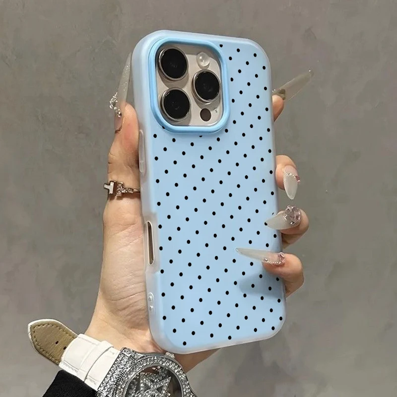 Classic Black Polka Dot Stripe 2-in-1 Anti-Fall Case