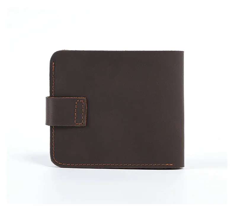 Minimalistische kurze Lederbrieftasche mit Druckknopf, echtes vollnarbiges Rindsleder, kompaktes Kreditkartenetui, Unisex Vintage Coin Pu – Detail 15
