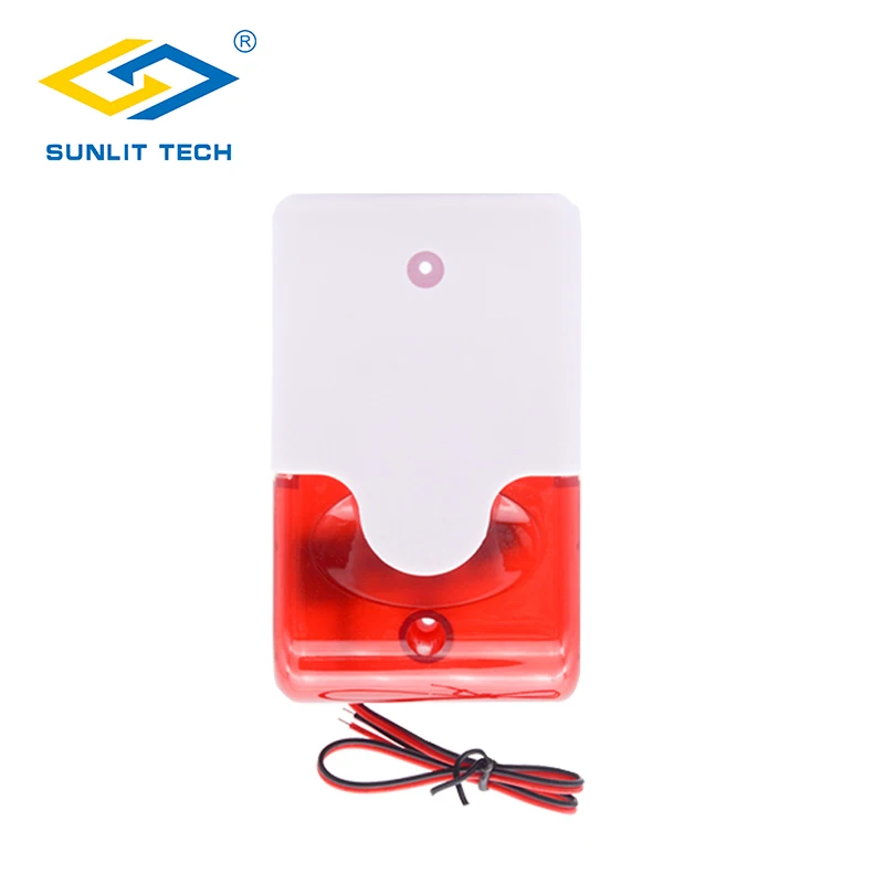 Allarme Sirena Per Interni Sirena Sirena Alarme 110Db Suono Cablato 12V Con Avviso Di Flash A Luce Rossa Per La Protezione Della Sicurezza Domestica