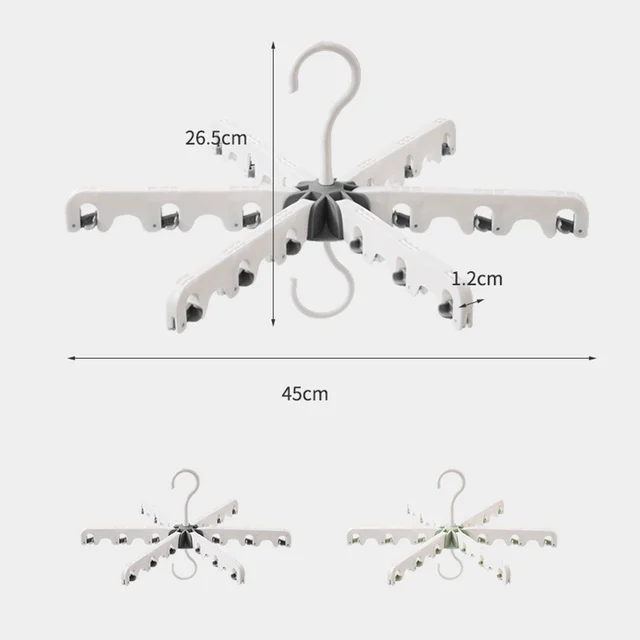 Utazás Hordozható, Összecsukható Függő Állvány Tartós Forgatható Fogas Klipekkel Szárító Törölközők Számára Babaruhák - Image 6