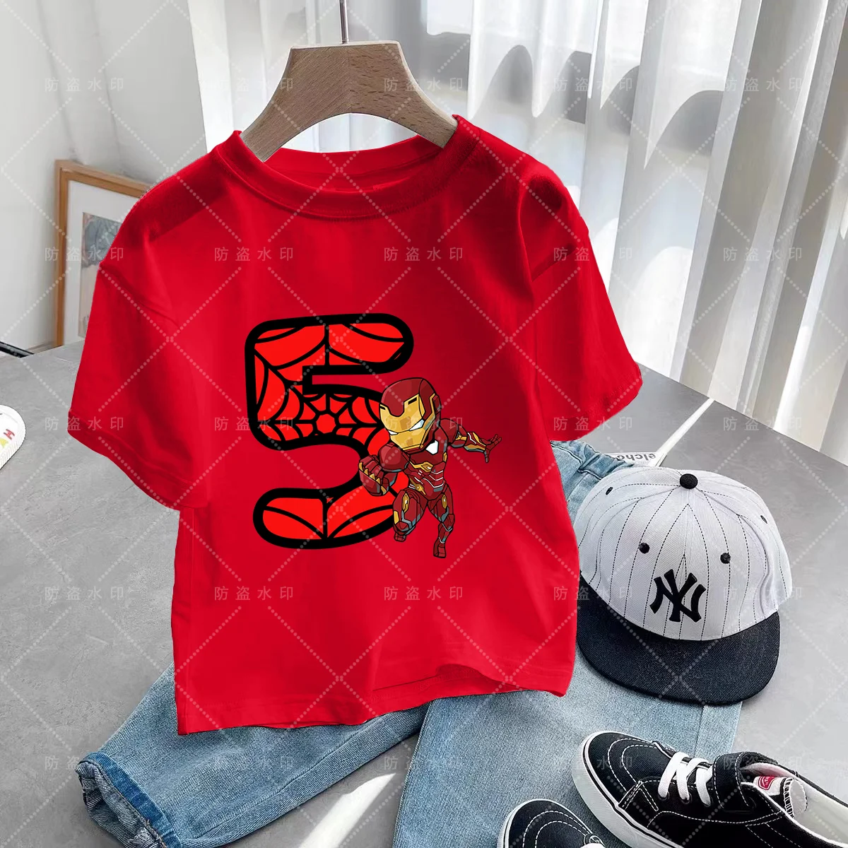 Birthday Number 3-12 Summer Short Sleeve Children's Clothing T-shirts for Children Cartoons Kawaii Spiderman Top Kawaii Cartoons 6