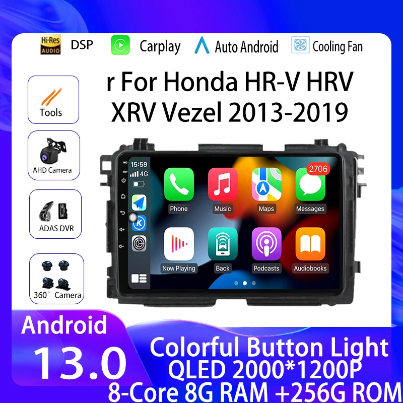

Android 13 Car Radio For Honda Hr-V Hrv Xrv Vezel 2013 -2019 Multimedia Video Player GSP Auto Carplay Navigation QLED DSP BT 4G