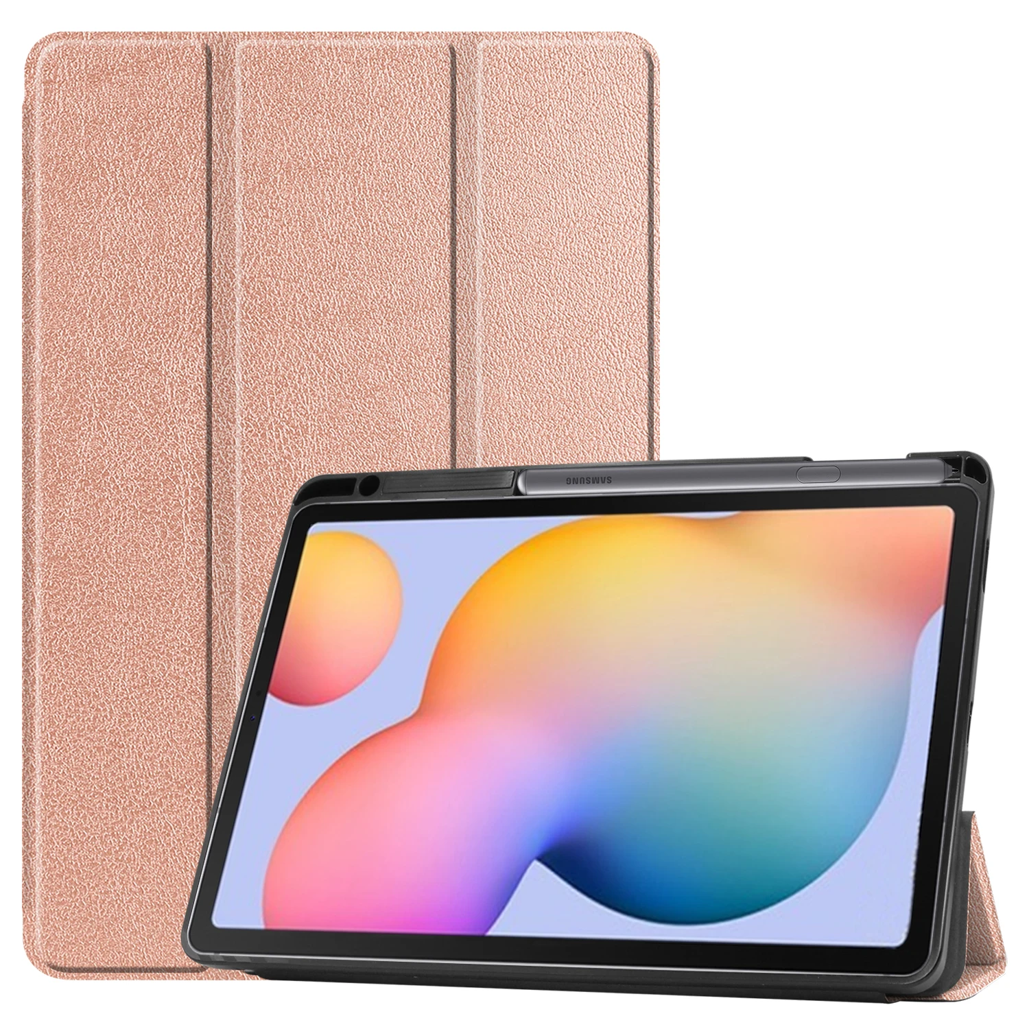 Premium Tri-Folding Magnetic Tablet Case with Pen Slot and TPU Leather Finish