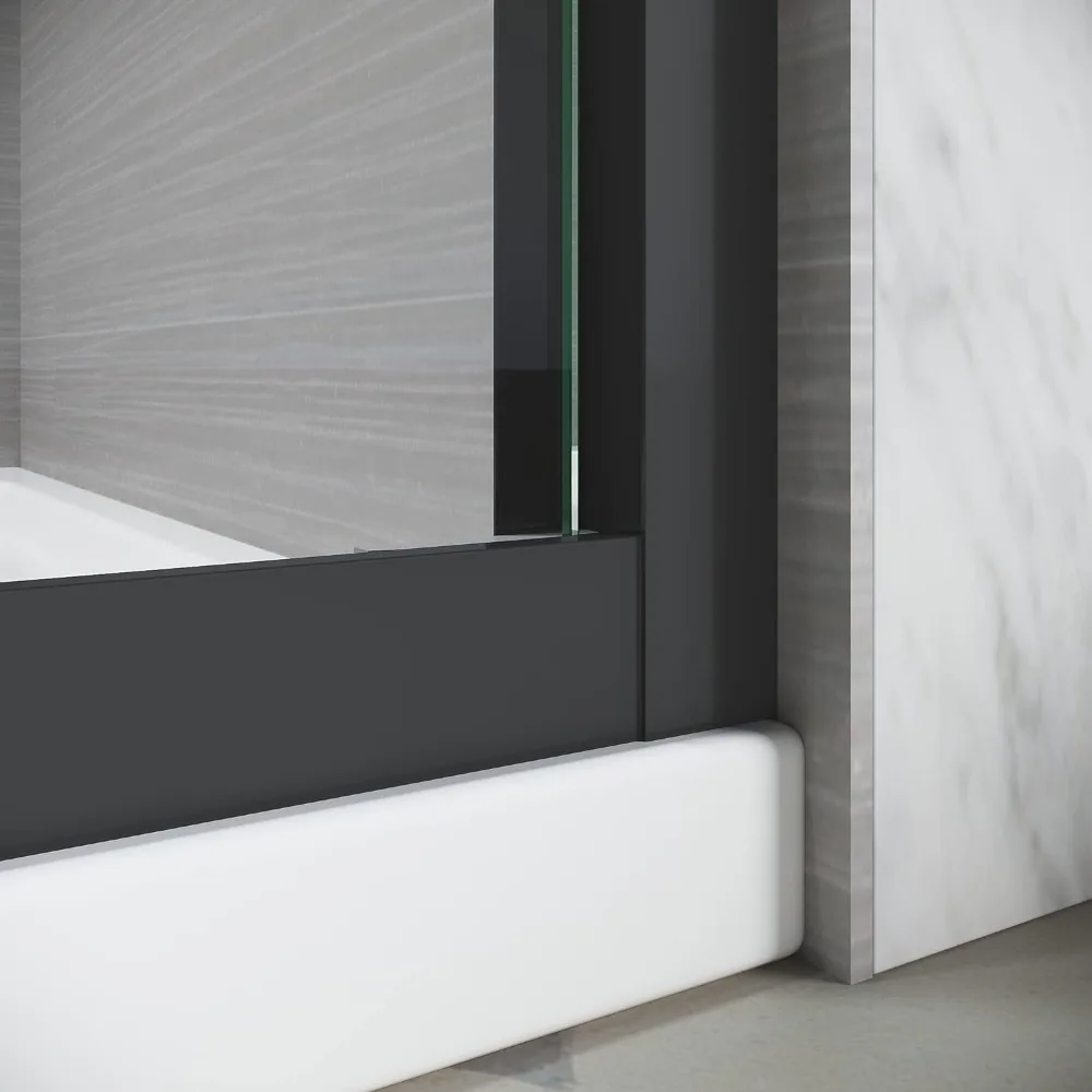 Shower Door 56-60 in W X 72 in H, Black Sliding Shower Glass Door Adjustable Semi Frameless Shower Door 6