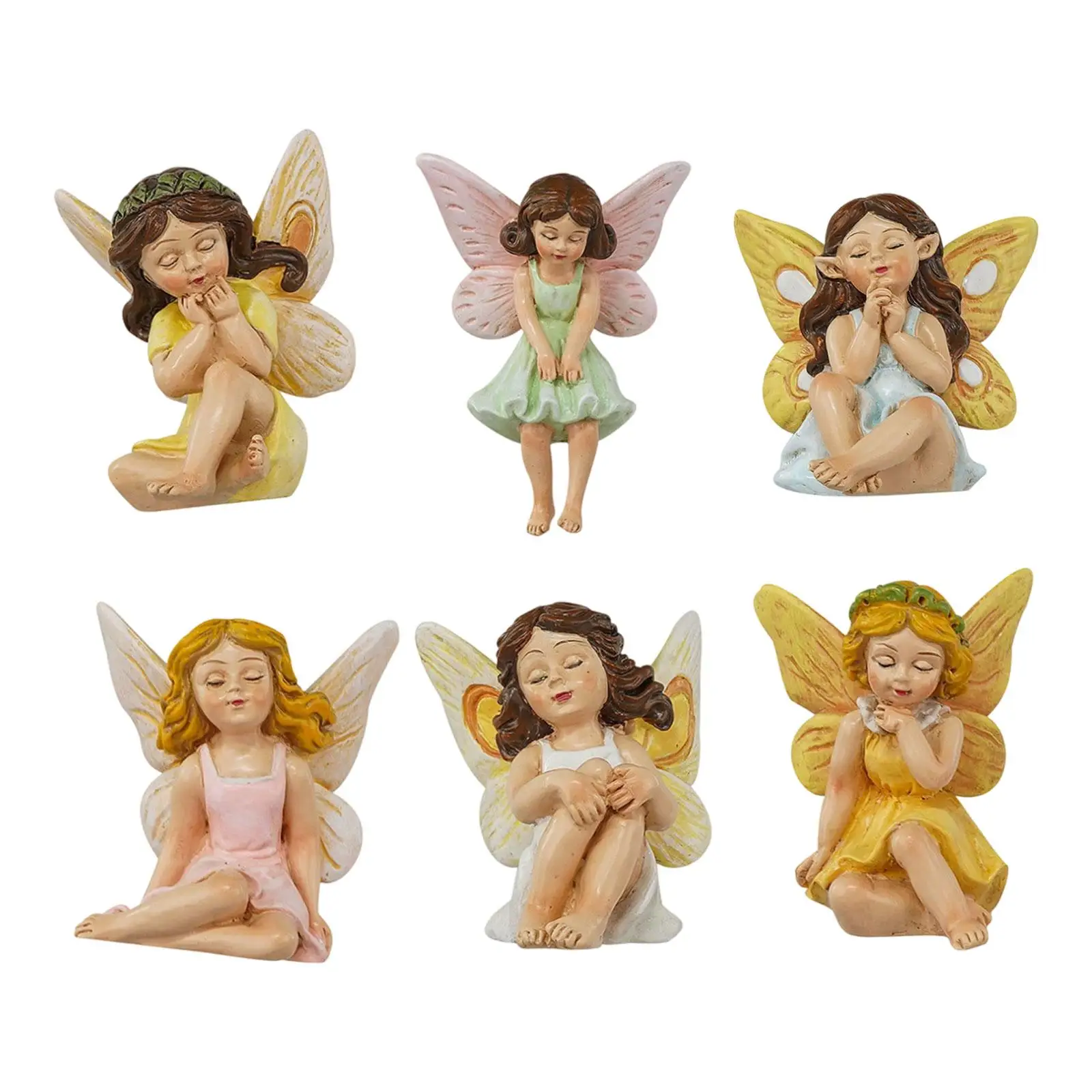 6x Fairy Garden Accessories Garden Decorations Miniature Fairy Figurines for DIY