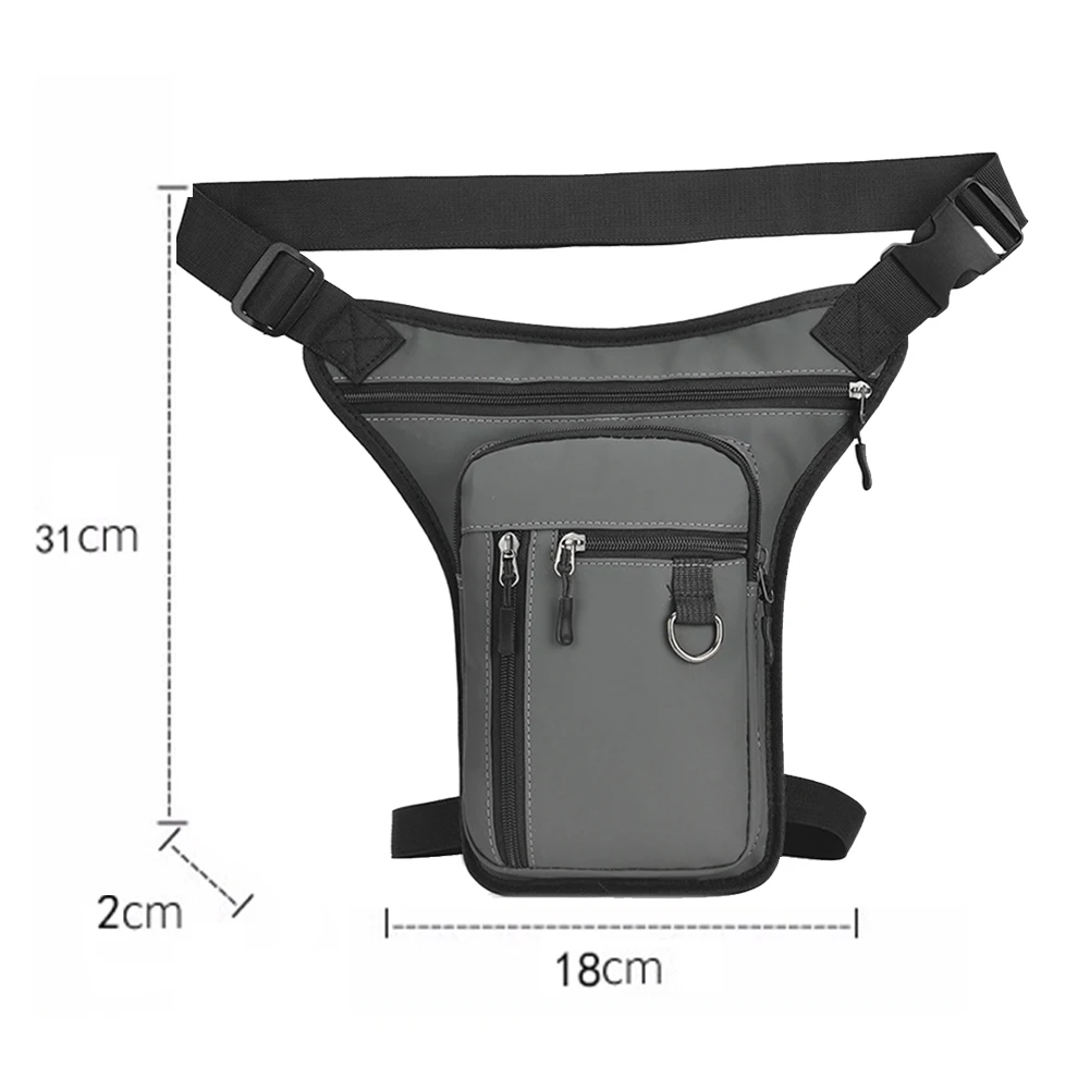 Sacoche Jambe Moto Homme - Toile Nylon - Réglable Cuisse/Ceinture - 15x5x29 Cm