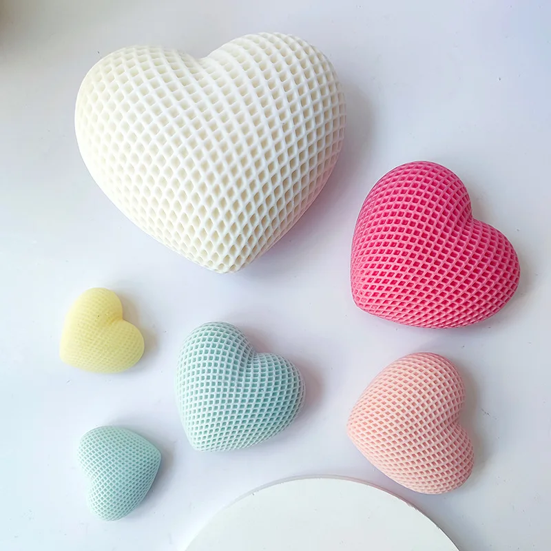 3D Woven Love Silicone Mold Love Heart Resin Candle Mold Mousse Cake Aromatherapy Candle Mould Chocolate Baking Molds Crafts