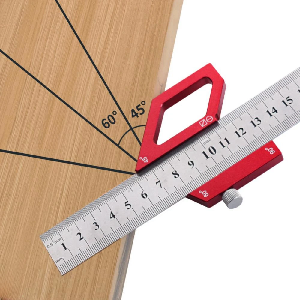 Woodworking Steel Ruler Positioning Block Center Finder 45/60/90 Degree Angle Scriber Line Marking Gauge Ruler Locator woodworking gauge