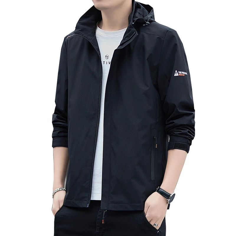 Spring and autumn Men's Jacket Coats black Casual hooded bomber jacket fashion Streetwear Outdoor tourism men's Clothing M-5XL