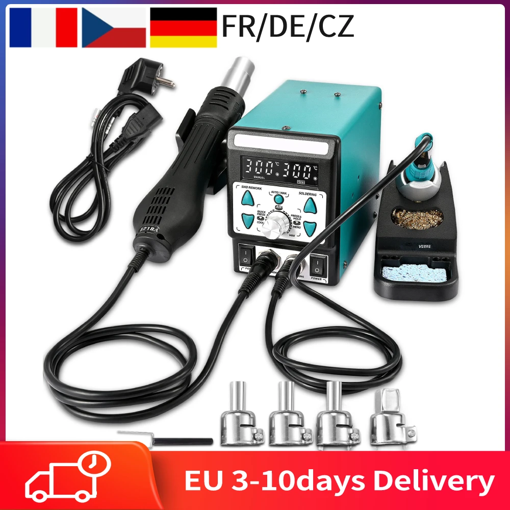 

2 in 1 Digital Soldering Station Hot Air Gun Rework Station with °F /°C, Cool/Hot Air Conversion For Phone PCB IC SMD Welding