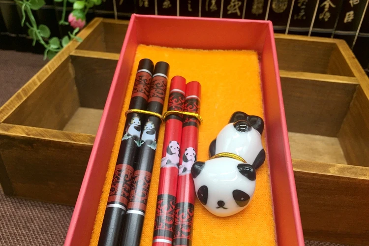 Chinesische Panda Stäbchen Japanischen Koreanische Sushi Massivholz Stäbchen Hochzeit Geschenk Chop Sticks Hashi Zwei Paar Stäbchen Set – Detail 3