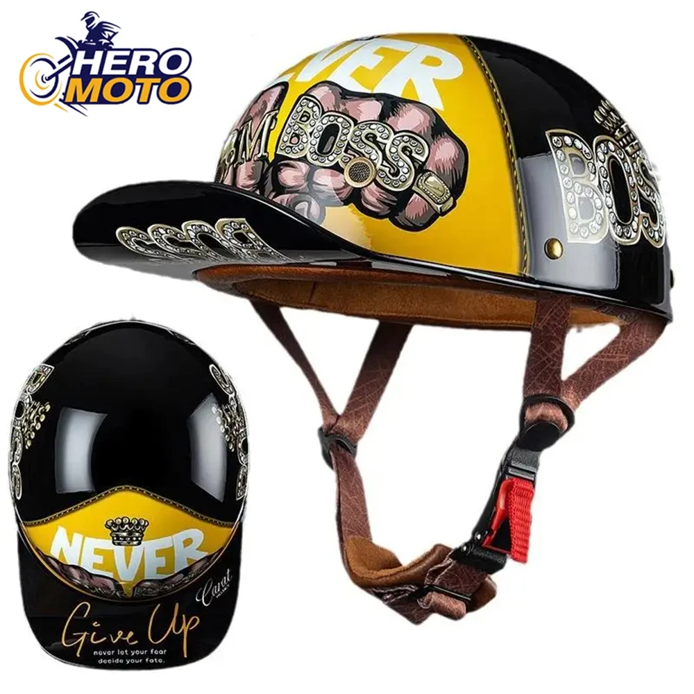 

Summer Motorcycle Helmet Half Face Retro Moto Helmet Cycling Helmet Baseball Cap Personality Capacete De Moto DOT Certification