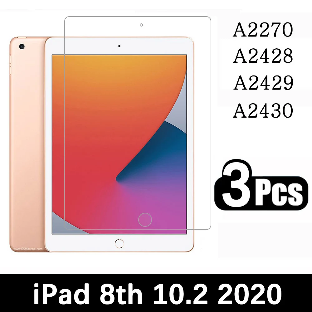 (3 opakowania) szkło hartowane do Apple iPad 8 10.2 8th Gen 2020 A2270 A2428 A2429 A2430 pełne pokrycie ekranu folia ochronna tabletu