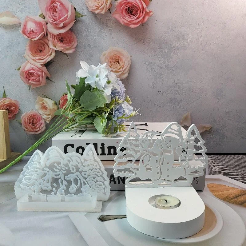 Christmas Snowman Ornament Silicone Mold DIY Christmas Tree Candle Holder Plaster Resin Mould Crafts Making Tools Home Decor