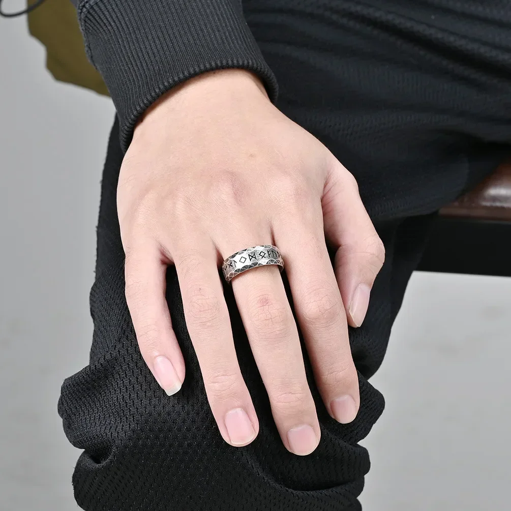 Vintage Viking Rune Ring Stainless Steel Nordic Odin Viking Ring For Men Women Couple Amulet Fashion Jewelry Gift Never Fade 4