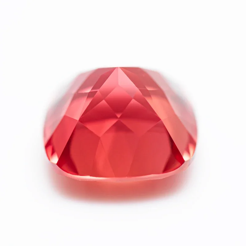 Lab Grown Sapphire Sunset Red Color Square Cushion Shape Charms Beads for Diy Jewelry Making Material Selectable AGL Certificate