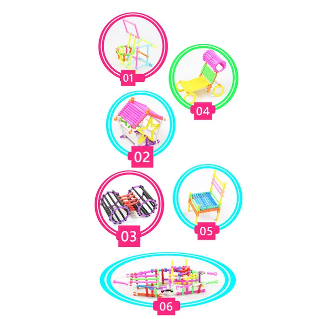 50Pcs 100Pcs Building Blocks DIY Colorful Stick Block Puzzle Toys For Kids Brinquedos Gift 5